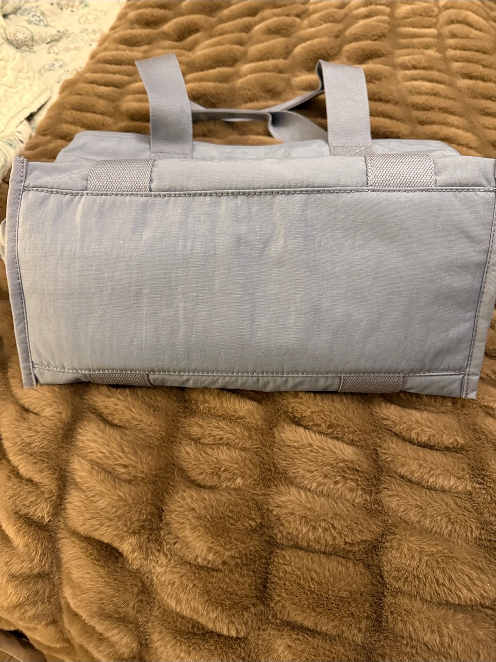 Kipling ERA Slate Blue Canvas Tote with Monkey Keychain - Picture 7 of 12